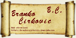 Branko Ćirković vizit kartica